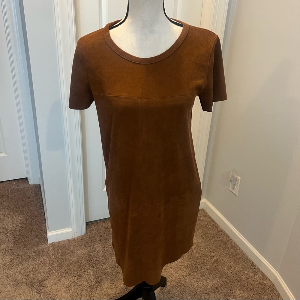 Oliveaceous Brown Suede Dress. NWOT